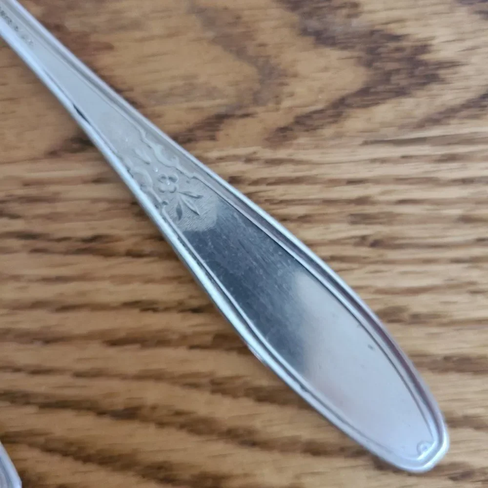 Vintage Wm. Rogers Princess Lady Doris Silver Plate Meat Fork and Serving Spoon